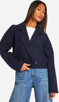 Gekorte Jas In Wol-Look, Navy - 42
