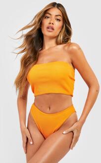 Gekreukelde Bandeau Bikini Top Met Volle Cups, Orange - 38