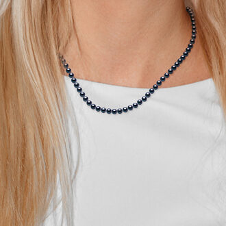 Gekweekte parels ketting Zoetwater 5-6mm Sluiting Black Luxury White Gold Zwart