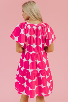 Gelaagde Mini Jurk Geometrische Print Stoffig Roze