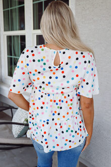 Gelaagde Polka Dot Blouse Wit