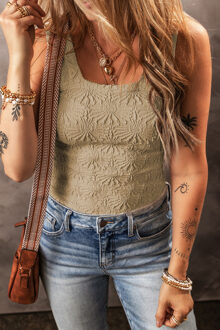 Gelaagde Tanktop Met Vierkante Halslijn Zonder Mouwen Salie Groen