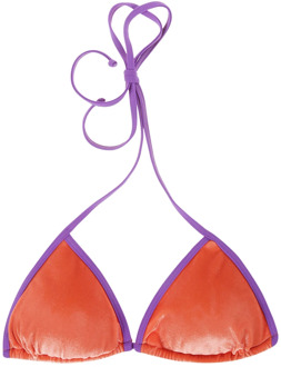 Gelamineerde Driehoek Cup String Bikini Top MC2 Saint Barth , Orange , Dames - L,M