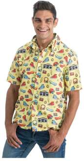 Gele 90's Blouse met Icoontjes Multikleur - Print