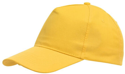 Gele baseballcap 5-panel voor volwassenen met klittenbandsluiting