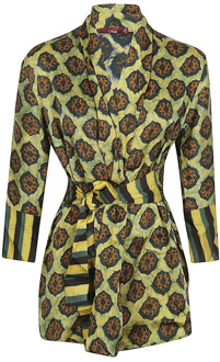 Gele Bedrukte Zijden Overhemd Obidi , Multicolor , Dames - S