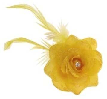 Gele deco bloem met speld/elastiekje - Haardecoratie - Haarbloemen - dames - carnaval Geel