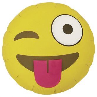 Gele emoticon folie ballon wink 46 cm Multi