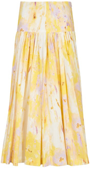 Gele Geplooide Maxi Rok Msgm , Yellow , Dames - XS