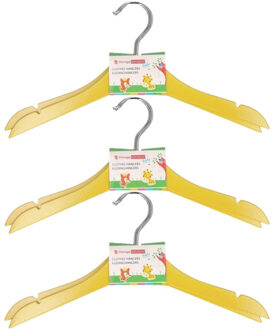 Gele kinder kleerhangers van hout 12x stuks - Kledinghangers Geel