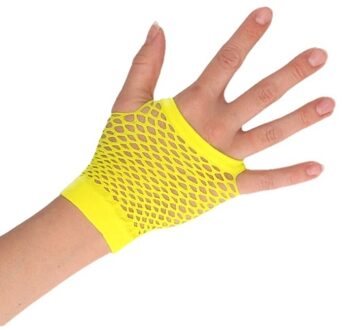 Gele korte visnet handschoenen voor volwassenen Geel