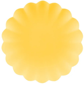 Gele Kunststof Borden Kartelrand 22cm (4st) Geel - Beige - Creme