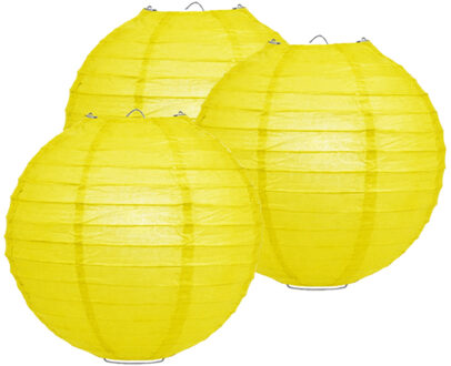 Gele lampionnen 25 cm 3 stuks - Feestlampionnen Geel