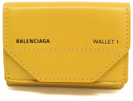 Gele Leren Balenciaga Portemonnee Balenciaga Vintage , Yellow , Dames - ONE Size