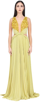 Gele rode loper jurk met lurex Elisabetta Franchi , Yellow , Dames - L,S