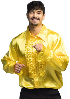 Gele rouche overhemd voor heren 2XL - Carnavalsblouses Geel