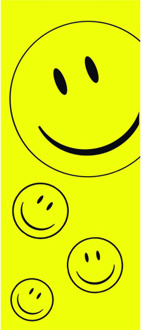 Gele smiley vlag van 240 x 90 cm