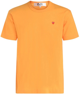 Gele T-Shirt met Mini Rood Hart Comme des Garçons Play , Yellow , Heren - Xl,L