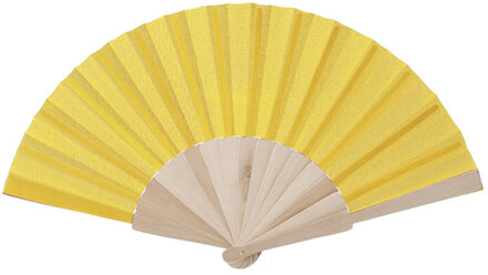 Gele waaier van hout - Verkleedattributen Geel