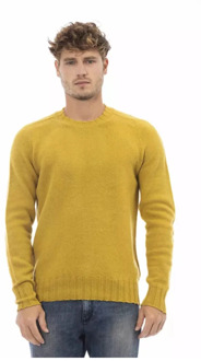 Gele Wol Crewneck Sweater Alpha Studio , Yellow , Heren - 2Xl,Xl,L,M