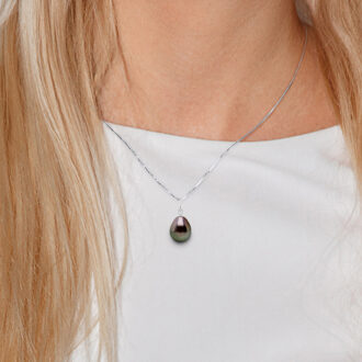Gelede hanger Tahitian Pearl 9-10 mm Pear White Gold Naturel - One Size
