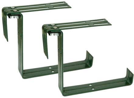 Geli Balkonbeugel - 4x - voor railing t/m 14 cm - donker groen - bloem/plantenbakken ophang beugel