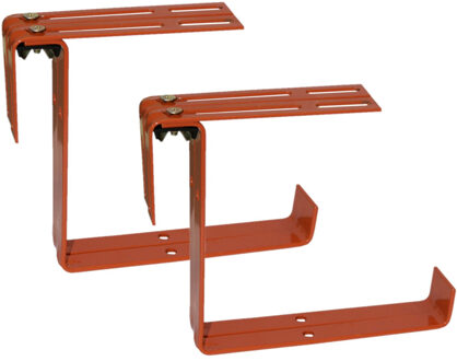 Geli Balkonbeugel - 4x - voor railing t/m 14 cm - terracotta - bloem/plantenbakken ophang beugel