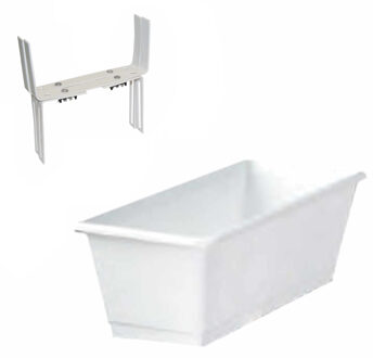 Geli Kunststof plantenbak wit rechthoekig 40 cm met 2 verstelbare balkon/muurbeugels