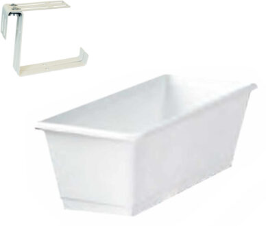 Geli Kunststof plantenbak wit rechthoekig 40 cm met 2 verstelbare railing beugels