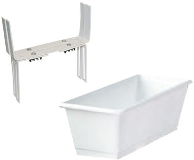 Geli Kunststof plantenbak wit rechthoekig 60 cm met 2 verstelbare balkon/muurbeugels