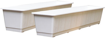 Geli Plantenbak - 2x - wit - rechthoekig - kunststof - 80 x 17,5 x 14,5 cm