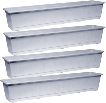 Geli Plantenbak - Set van 4x stuks - licht grijs - rechthoekig - kunststof - 80 x 17,5 x 14,5 cm