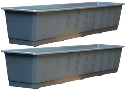 Geli Plantenbak - Set van 5x stuks - grijs - rechthoekig - kunststof - 80 x 17,5 x 14,5 cm