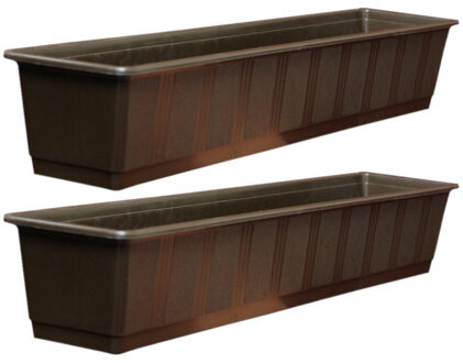 Geli Set van 4x stuks plantenbakken bruin rechthoekig 80 x 17,5 x 14,5 cm