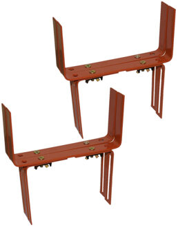 Geli Set van 6 verstelbare metalen balkon/muurbeugels 12 t/m 23,5 cm in de kleur terracotta