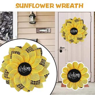 Gelukkig Bee Dag Kunstmatige Krans Zonnebloem Bloem Krans Tekenen Outdoor Deur Muur Tuin Decoratie Platteland Bumble Bee Decor