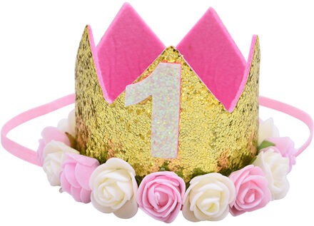 Gelukkig Eerste Verjaardagsfeestje Hoeden Decor Cap Een Verjaardag Hoed Prinses Kroon 1st 2nd 3rd Jaar Oude Nummer Baby Kids haar Accessoire B02