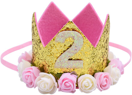 Gelukkig Eerste Verjaardagsfeestje Hoeden Decor Cap Een Verjaardag Hoed Prinses Kroon 1st 2nd 3rd Jaar Oude Nummer Baby Kids haar Accessoire B03