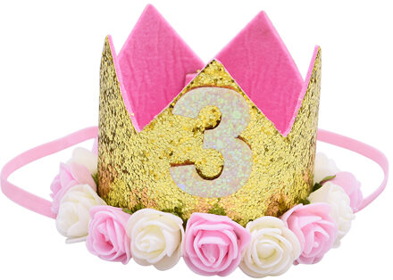 Gelukkig Eerste Verjaardagsfeestje Hoeden Decor Cap Een Verjaardag Hoed Prinses Kroon 1st 2nd 3rd Jaar Oude Nummer Baby Kids haar Accessoire B04