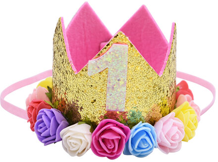 Gelukkig Eerste Verjaardagsfeestje Hoeden Decor Cap Een Verjaardag Hoed Prinses Kroon 1st 2nd 3rd Jaar Oude Nummer Baby Kids haar Accessoire B05