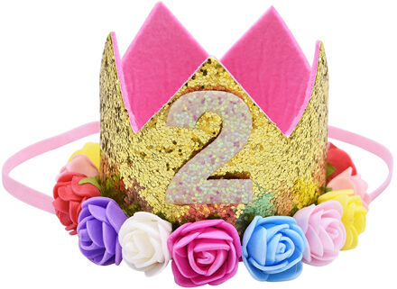 Gelukkig Eerste Verjaardagsfeestje Hoeden Decor Cap Een Verjaardag Hoed Prinses Kroon 1st 2nd 3rd Jaar Oude Nummer Baby Kids haar Accessoire B06