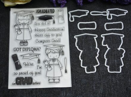 Gelukkig Graduate Metalen Stansmessen en stempel Stencils voor DIY Scrapbooking/fotoalbum Decoratieve Embossing DIY Papier Kaarten