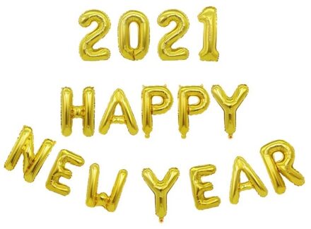 Gelukkig Nieuwjaar Aluminium Foto Props Ballon Feestartikelen Wanddecoratie T8NA geel