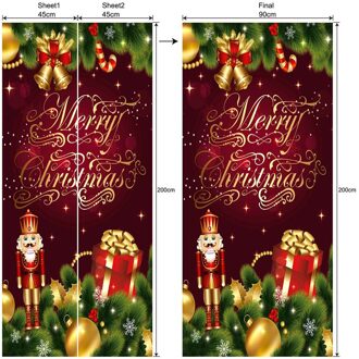 Gelukkig Nieuwjaar Kerst Gedrukt Sticker 3D Home Decor Deur Sticker Deur Decals Kamer Decors Zelfklevende 45x200cm