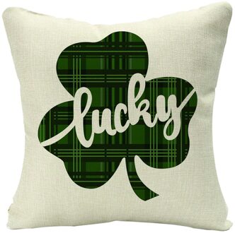 Gelukkig St Patricks Dag Pluche Zacht Kussen Cover Case Klaver Kussen Gevallen Home Decor Lucky Weide Kussen Speelgoed B