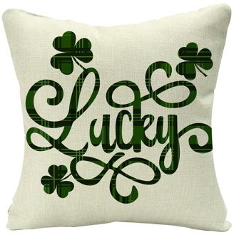 Gelukkig St Patricks Dag Pluche Zacht Kussen Cover Case Klaver Kussen Gevallen Home Decor Lucky Weide Kussen Speelgoed