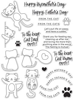 Gelukkige Moederdag Dier Kat Patroon Clear Postzegels En Metalen Stansmessen Set Voor Diy Maken Groet kaart Scrapbooking Stamps