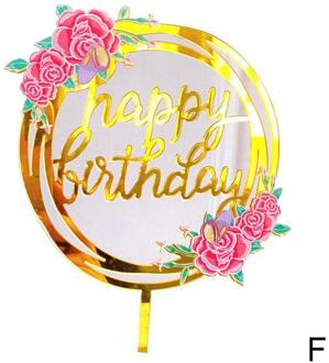 Gelukkige Verjaardag Cupcake Toppers Kleurrijke Bloemen Acryl Bakken Party Dessert Cake Voor Kids Feestartikelen Topper Decoratie M6Q1