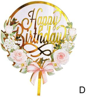 Gelukkige Verjaardag Cupcake Toppers Kleurrijke Bloemen Acryl Bakken Party Dessert Cake Voor Kids Feestartikelen Topper Decoratie M6Q1