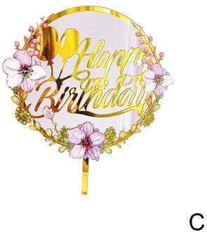 Gelukkige Verjaardag Cupcake Toppers Kleurrijke Bloemen Acryl Bakken Party Dessert Cake Voor Kids Feestartikelen Topper Decoratie M6Q1